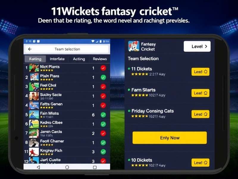 11Wickets Fantasy Cricket App Interface
